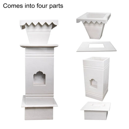 Classic white marble Tulsi pot placed for balcony and garden decor