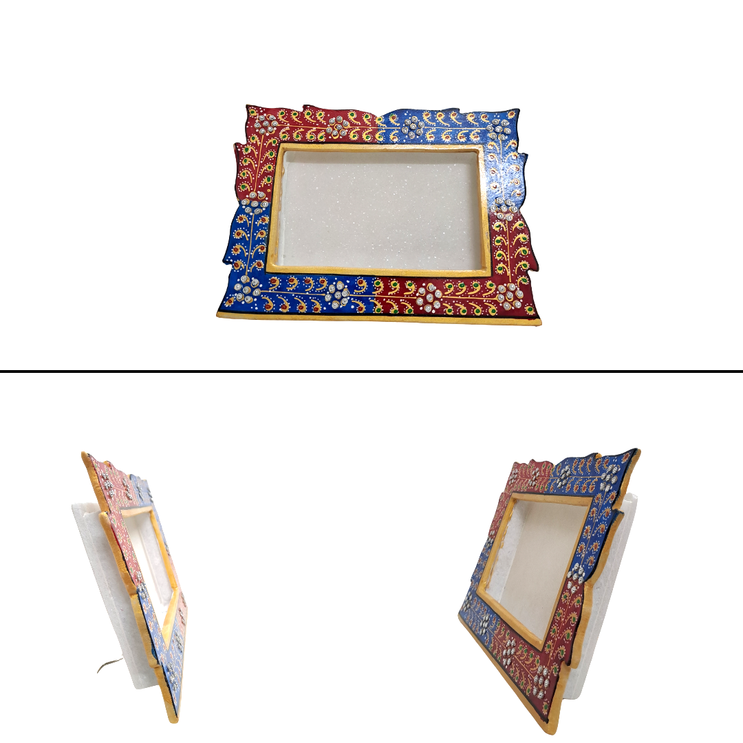 Rajasthani Duniyaa Handcrafted Marble Photo Frame – Traditional Meenakari Design
