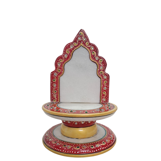 Rajasthani Duniyaa 7-Inch Handcrafted Marble Singhasan for Idols