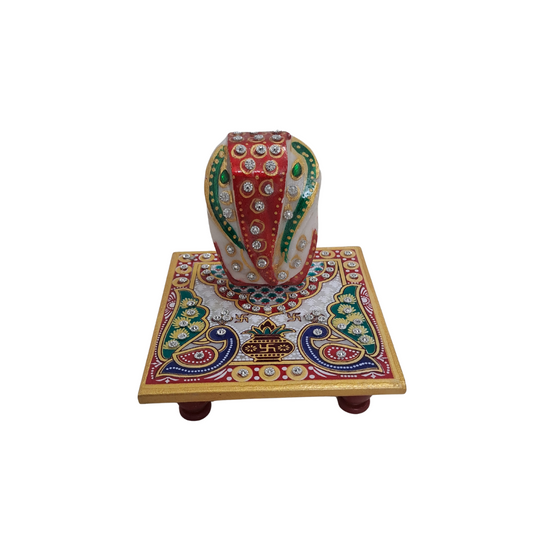 Rajasthani Duniyaa 4x4 Inch Marble Chowki with Marble Ganesh Idol – Traditional Pooja Décor