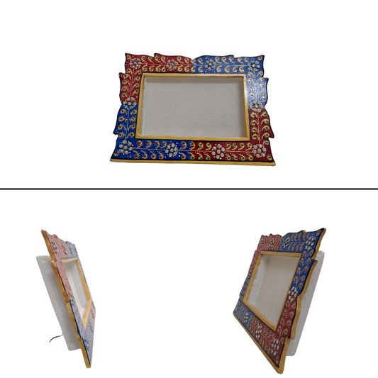 Rajasthani Duniyaa Handcrafted Marble Photo Frame – Traditional Meenakari Design