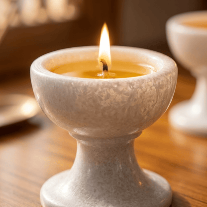 Premium polished authentic white Makrana marble used in a traditional Rajasthani pooja set