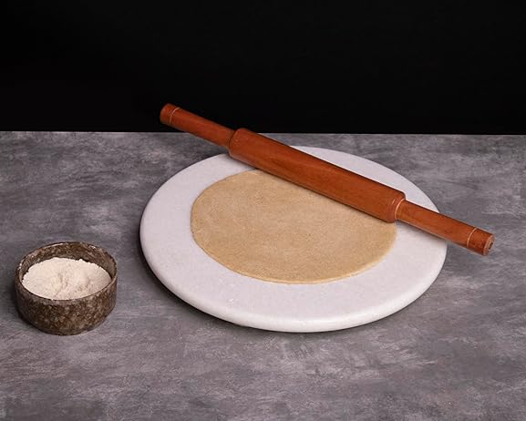 Handcrafted Marble Chakla – Premium Roti Rolling Board with Ring Base and Mirror Finish - Rajasthaniduniyaa