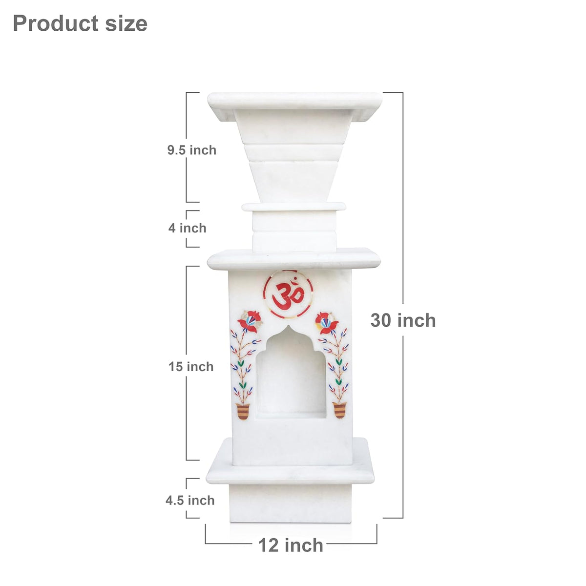 Handcrafted white marble inlay tulsi pot with semi-precious gemstone floral design for home and temple decor