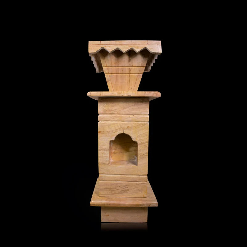 Brown marble Tulsi pot placed for balcony and garden decor