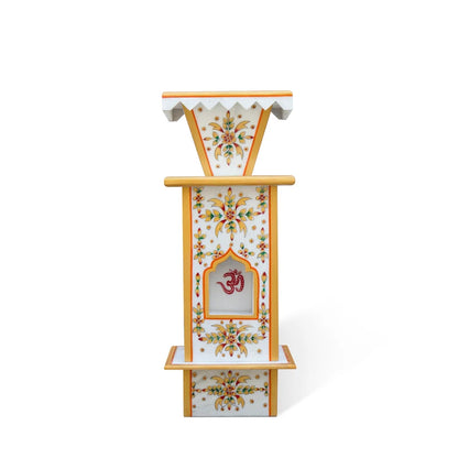 Large traditional painted marble Tulsi pot placed for courtyard and garden decor