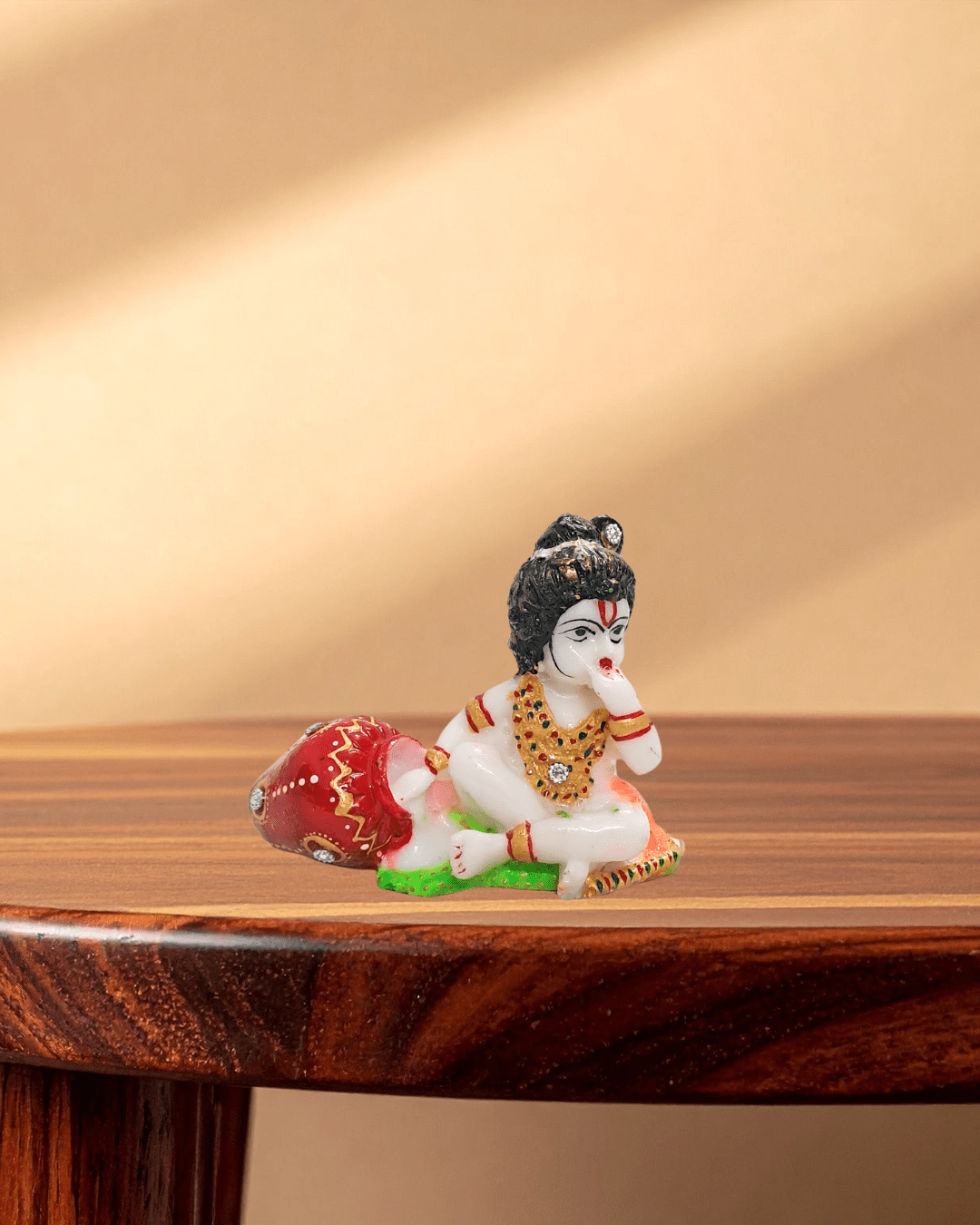 Handcrafted 4x4 inch marble chowki with premium resin Bal Gopal idol divine decor for home mandir