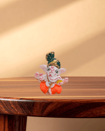 Rajasthani Duniyaa 4x4 Inch Marble Chowki with Small Resin Ganesh Idol – Compact Spiritual Décor - Rajasthaniduniyaa