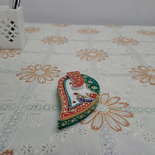 Rajasthani Duniyaa 5-Inch White Marble Tilak Chopda - Rajasthaniduniyaa