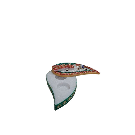 Rajasthani Duniyaa 5-Inch White Marble Tilak Chopda - Rajasthaniduniyaa
