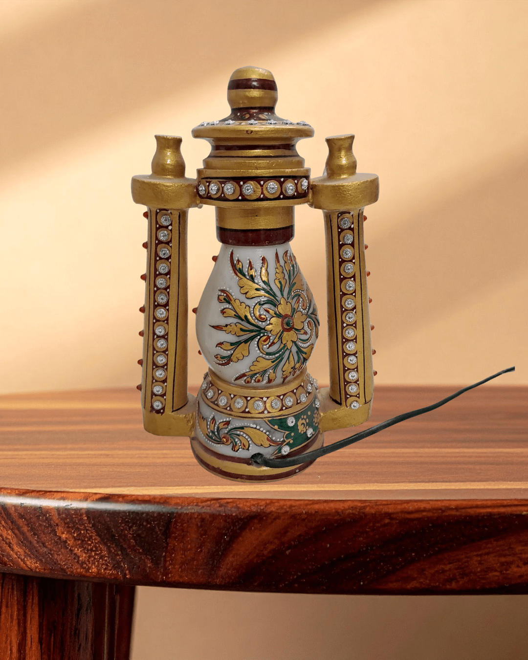 Handcrafted 8 inch white marble lantern traditional Rajasthani decor jali work for home lighting