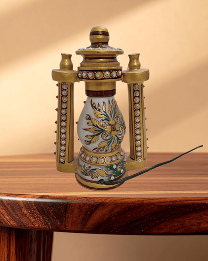 Handcrafted 8 inch white marble lantern traditional Rajasthani decor jali work for home lighting