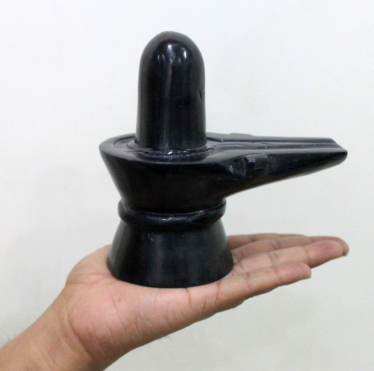 Handcrafted black marble Shiva Lingam 5 inch traditional Shivling idol for pooja and home decor