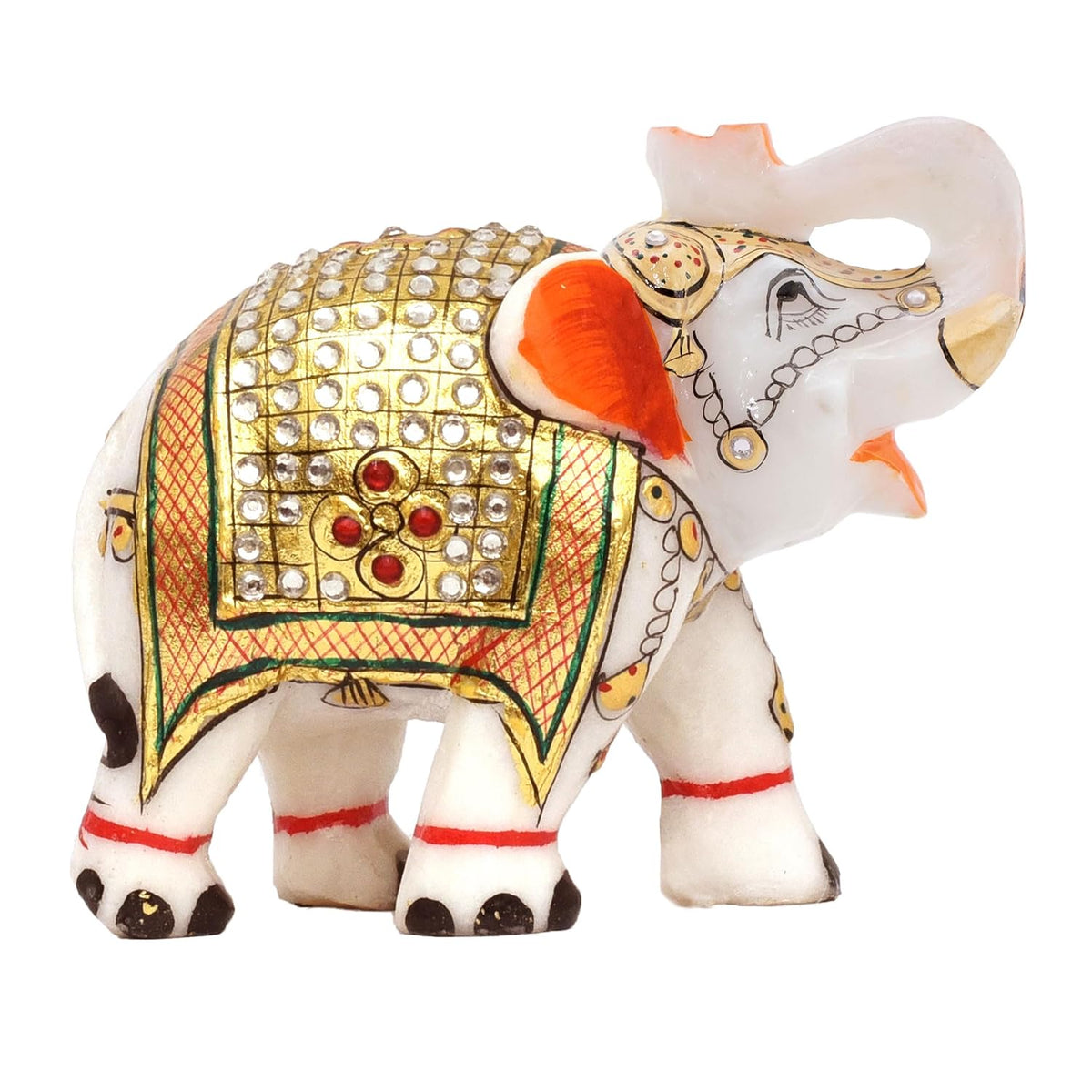 Handcrafted white marble elephant pair set of 2 5 inch decorative showpieces for home decor