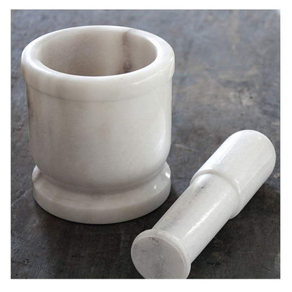 Natural white marble mortar and pestle set 4x4 inch traditional imam dasta for spices