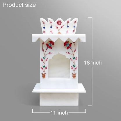 Side view of traditional marble Tulsi pot for balcony and home decor